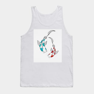 Koi Fish Lovers Watercolor Print Tank Top